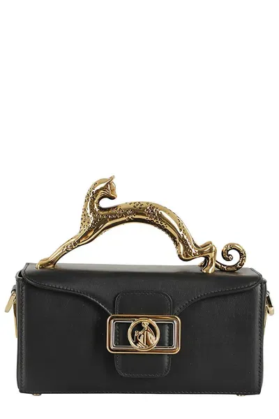 Lanvin Pencil Cat Nano Top Handle Bag In Black