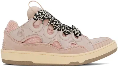 Lanvin Pink Leather Curb Sneakers In 51 Pale Pink