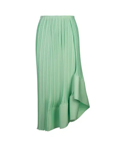 Lanvin Green Satin Asymmetrical Midi Skirt