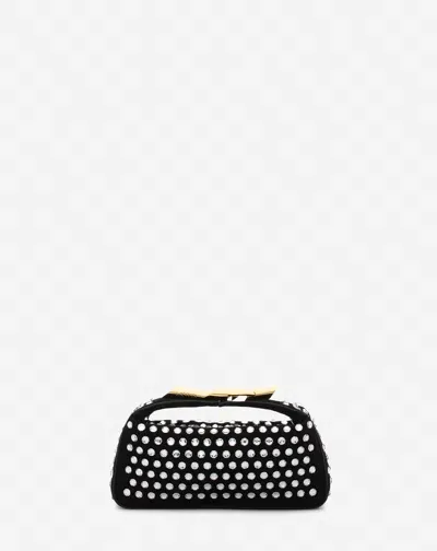 Lanvin Sac Pochette Haute Sequence En Cuir Avec Strass Pour Femme In Black