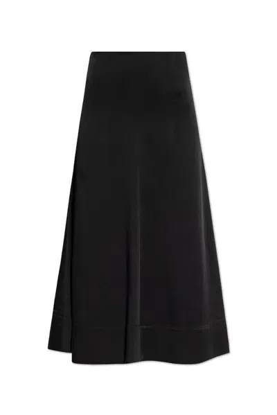 Lanvin Satin Midi Skirt In Black