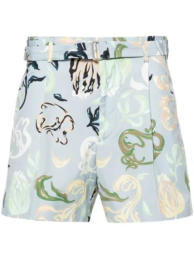 Lanvin Abstract-print Bermuda Shorts In Azur