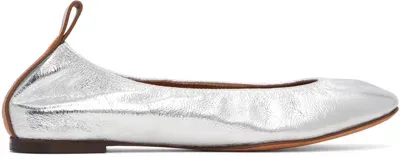 Lanvin Silver Leather Ballerina Flats In M2 Silver