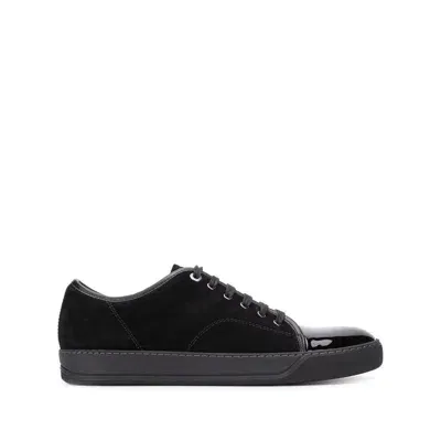 Lanvin Dbb1 Panelled Leather Low-top Sneakers In Noir/noir