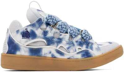 Lanvin Ssense Exclusive Blue Curb Washed Denim Sneakers In Grey/blue