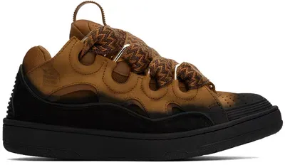 Lanvin Ssense Exclusive Tan & Black Curb Sneakers In Brown/black