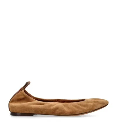 Lanvin Suede Ballet Flats In Brown