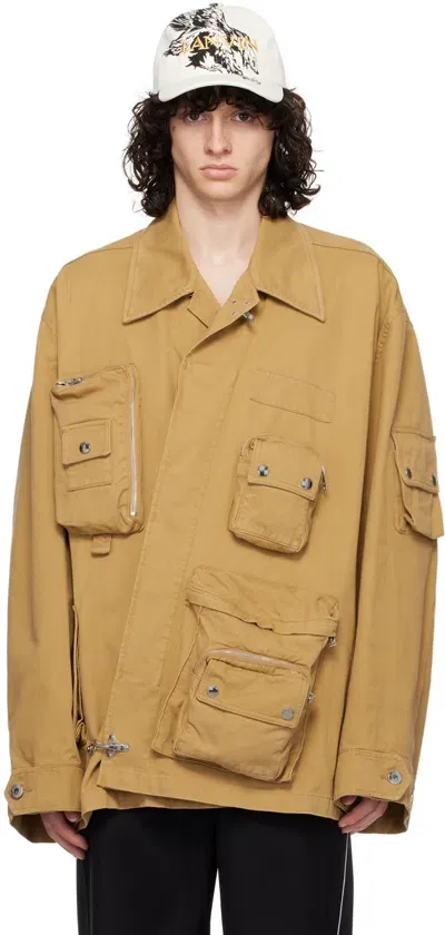 Lanvin Tan Future Edition Asymmetrical Utility Jacket In Sand