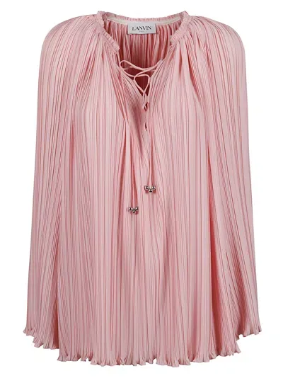 Lanvin Tie-neck Pleated Top In Pink