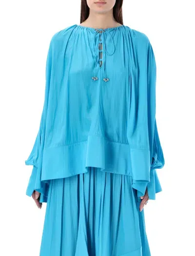 Lanvin Draped Oversized Shirt In Blue