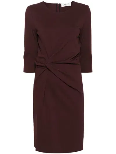 Lanvin Twist-detail Midi Dress In Purple