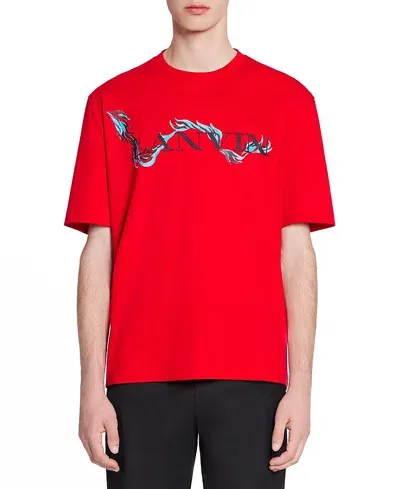 Lanvin Unisex Dragon Print Loose-fitting T-shirt In Flame