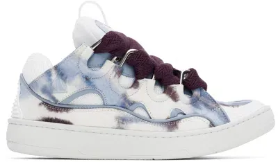 Lanvin White & Blue Curb Sneakers In 3999 Burgundy/