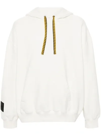 Lanvin Logo-embroidered Cotton Hoodie In White Mustang