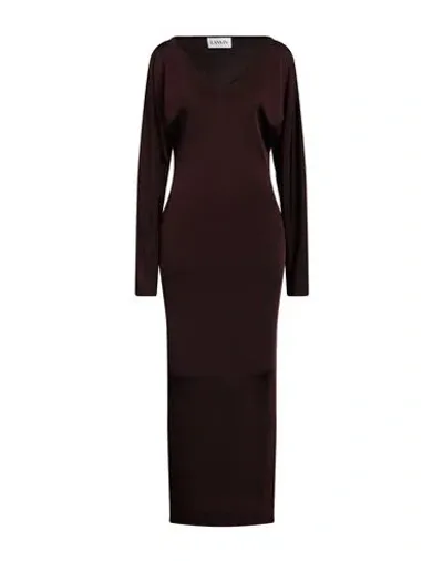 Lanvin V-neck Midi Dress In Red