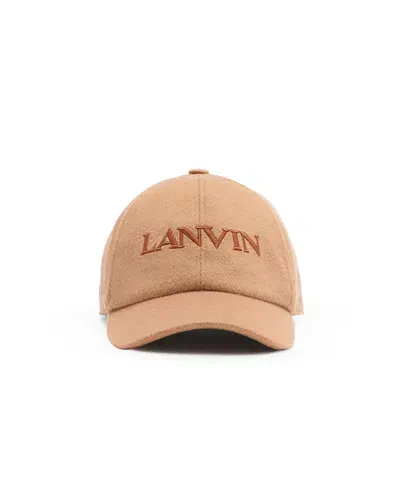 Lanvin Embroidered-logo Baseball Cap In Tan