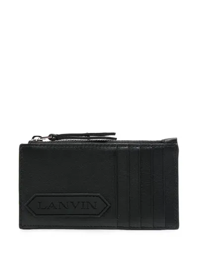 Lanvin Zipped Card Holder With  Label Accessories In 10 Black