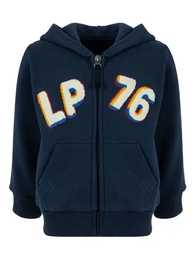 Lapin House Kids' Logo-embroidered Cotton Hoodie In Blue