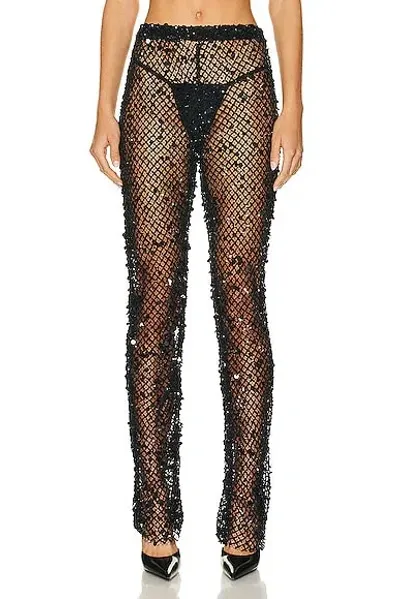 Lapointe Net Mesh Sequin Flare Leg Pant In Black