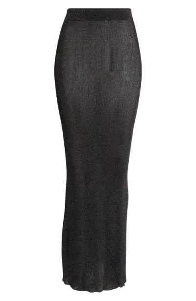 Laquan Smith Semisheer Silk Rib Sweater Skirt In Black