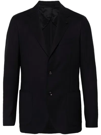 Lardini Brooch-detail Blazer In Brown