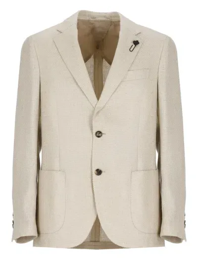 Lardini Cashmere And Silk Jacket In Neutrals