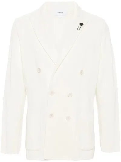 Lardini Double-breasted Knitted Blazer In White