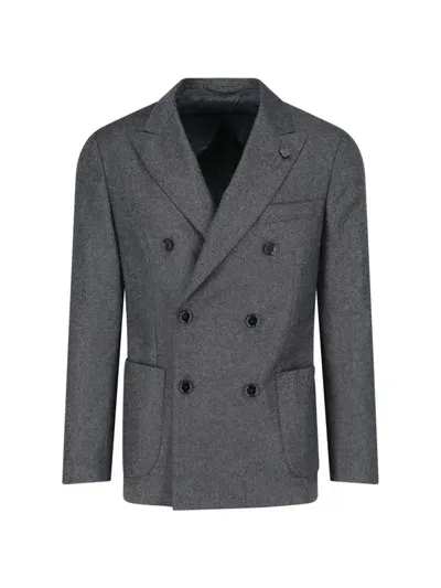 Lardini Double-breasted Blazer In Grey