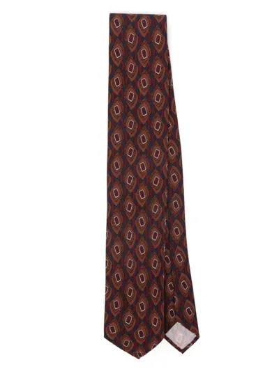 Lardini Jacquard Tie In Brown