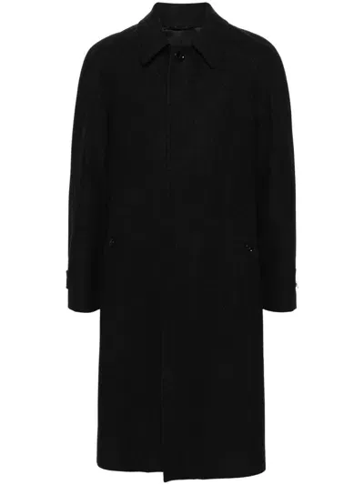 Lardini Striped Coat In Black