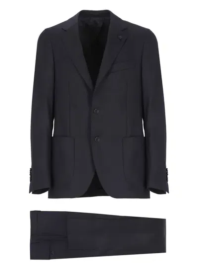 Lardini Single-breasted Wool Blazer In Blue