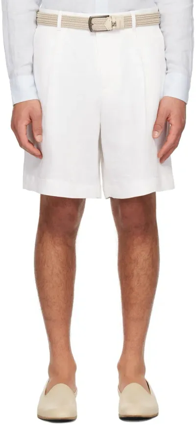 Lardini White Pleated Shorts In 100