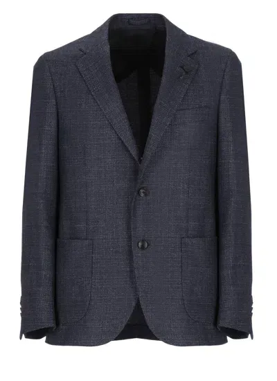 Lardini Wool And Silk Jacket In Blue