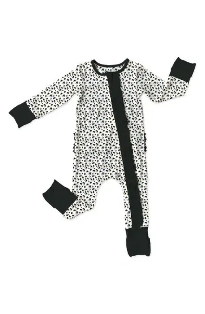 Laree + Co Babies'  Allie Leopard Ruffle Convertible Zip Footie In White