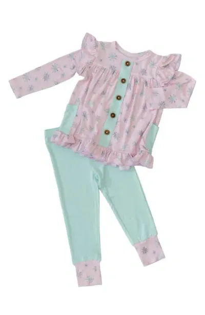 Laree + Co Babies'  Wynter Ruffle Long Sleeve Top & Leggings Set In Pink