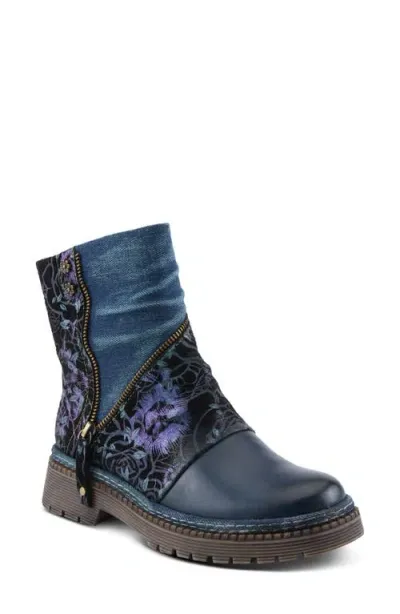 L'artiste By Spring Step Avrilrose Platform Bootie In Navy Multi