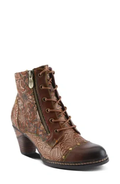 L'artiste By Spring Step Avyanna Cap Toe Bootie In Medium Brown Multi