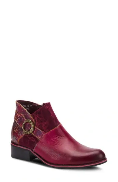 L'artiste By Spring Step L'artiste Tiatia Bootie In Bordeaux Leather/suede