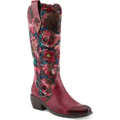 L'artiste By Spring Step Rodeoqueen Knee High Western Boot In Red Multi