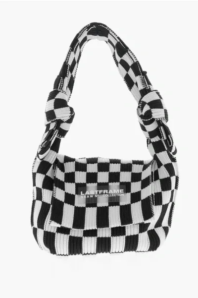 Last Frame Two-tone Checked Mini Bag With Knotted Handle In Black