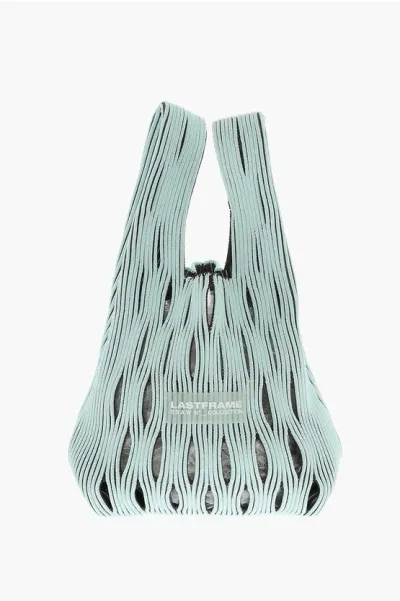 Last Frame Two-tone Knitted Tote Bag With Cut-out Details In Green