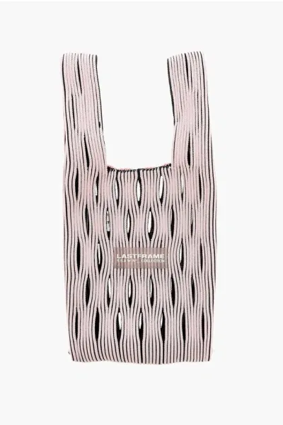 Last Frame Two-tone Knitted Tote Bag With Cut-out Details In Pink