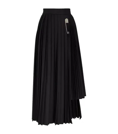 Laura Pitharas Wool Contrast Pleated Skirt In Black