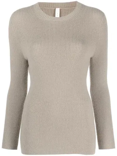 Lauren Manoogian Ribbed-knit Round-neck Jumper In Grün