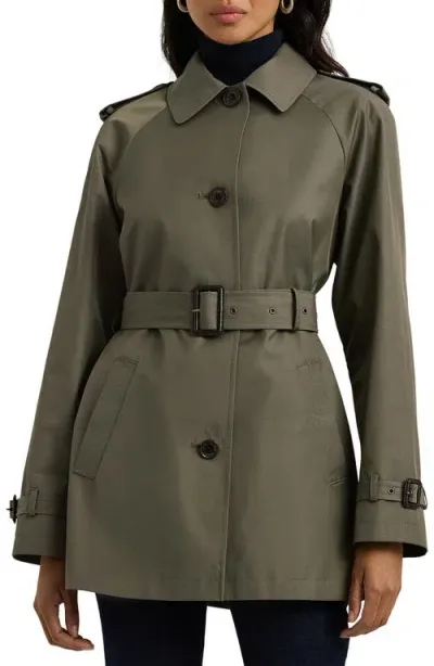 Lauren Ralph Lauren Belted Trench Coat In Olive Fern