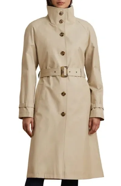 Lauren Ralph Lauren Belted Water Resistant Longline Coat In Explorer Sand