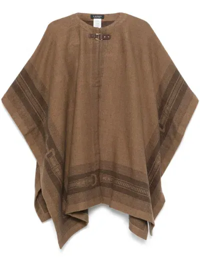 Lauren Ralph Lauren Belting-jacquard Poncho In Brown