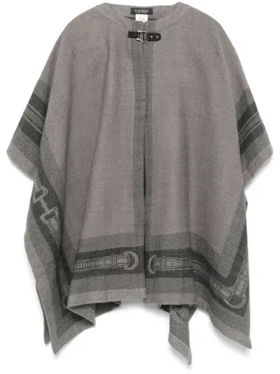 Lauren Ralph Lauren Belting-jacquard Poncho In Grey