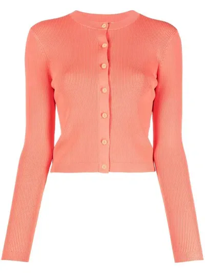 Lauren Ralph Lauren Button-up Rib-knit Cardigan In Orange