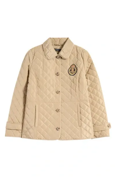 Lauren Ralph Lauren Crested Quilted Jacket In Birch Tan